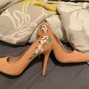 Peach floral high heels